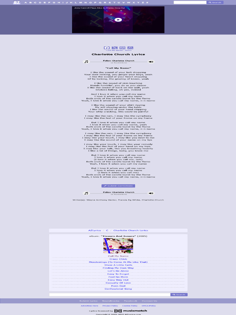 FireShot Capture 019 - Charlotte Church - Call My Name Lyrics ...