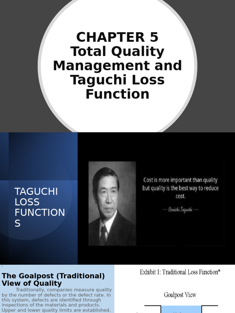 Taguchi Loss Function in TQM | PDF | Engineering Tolerance