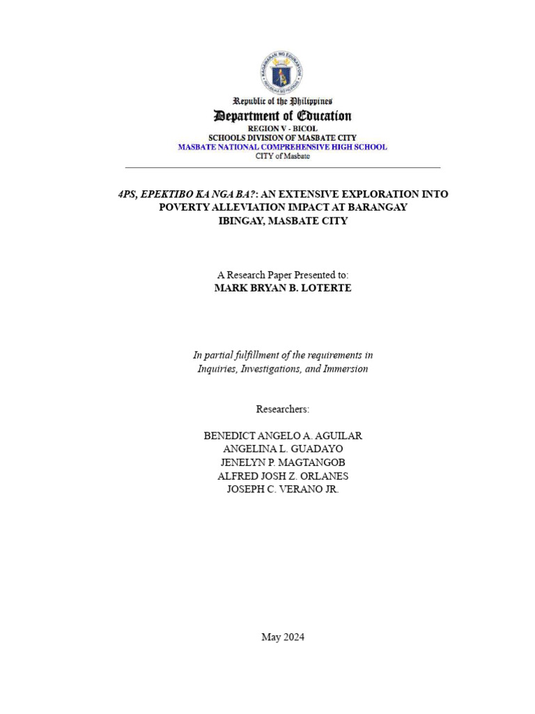 4PS Epektibo Ka Nga Ba Humss | PDF | Poverty | Poverty & Homelessness