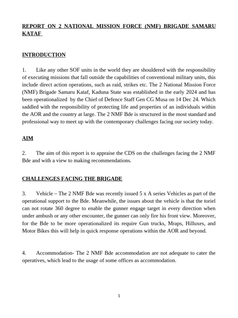 Challenges Facing 2 NMF Brigade Samaru | PDF | Military