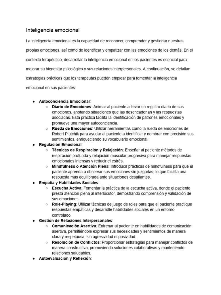 Inteligencia Emocional | PDF | Las emociones | Autorregulación emocional