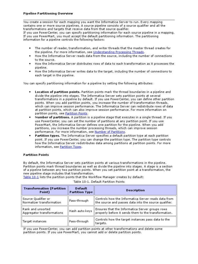 Informatica Pipeline Partitioning Guide | PDF | Thread (Computing ...