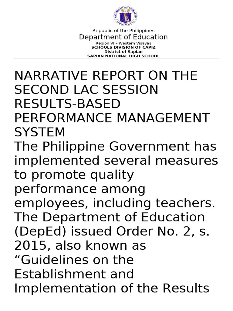 RPMS LAC Session Report for Teachers | PDF | Teachers | Lesson Plan
