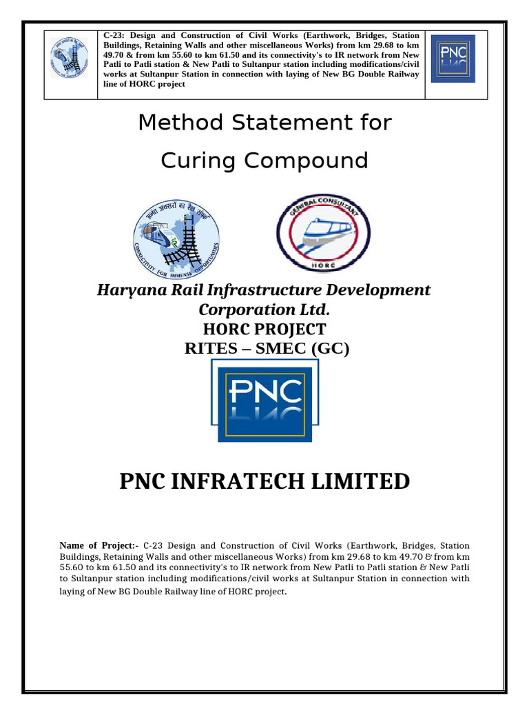 Curing Compound Method Statement for HORC | PDF | Concrete | Building ...