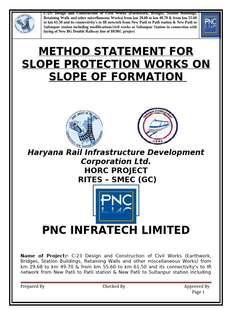 Civil Works Method Statement for HORC Project | PDF