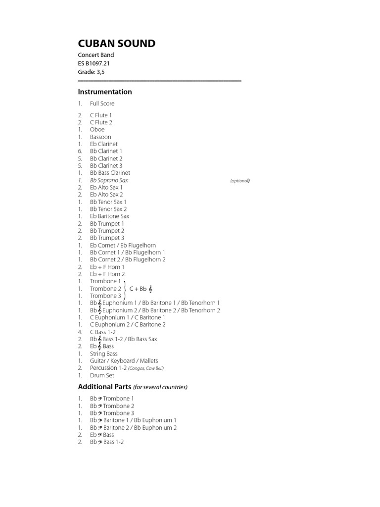 CUBAN SOUND Conductor | PDF | Trombone | Woodwind Instruments