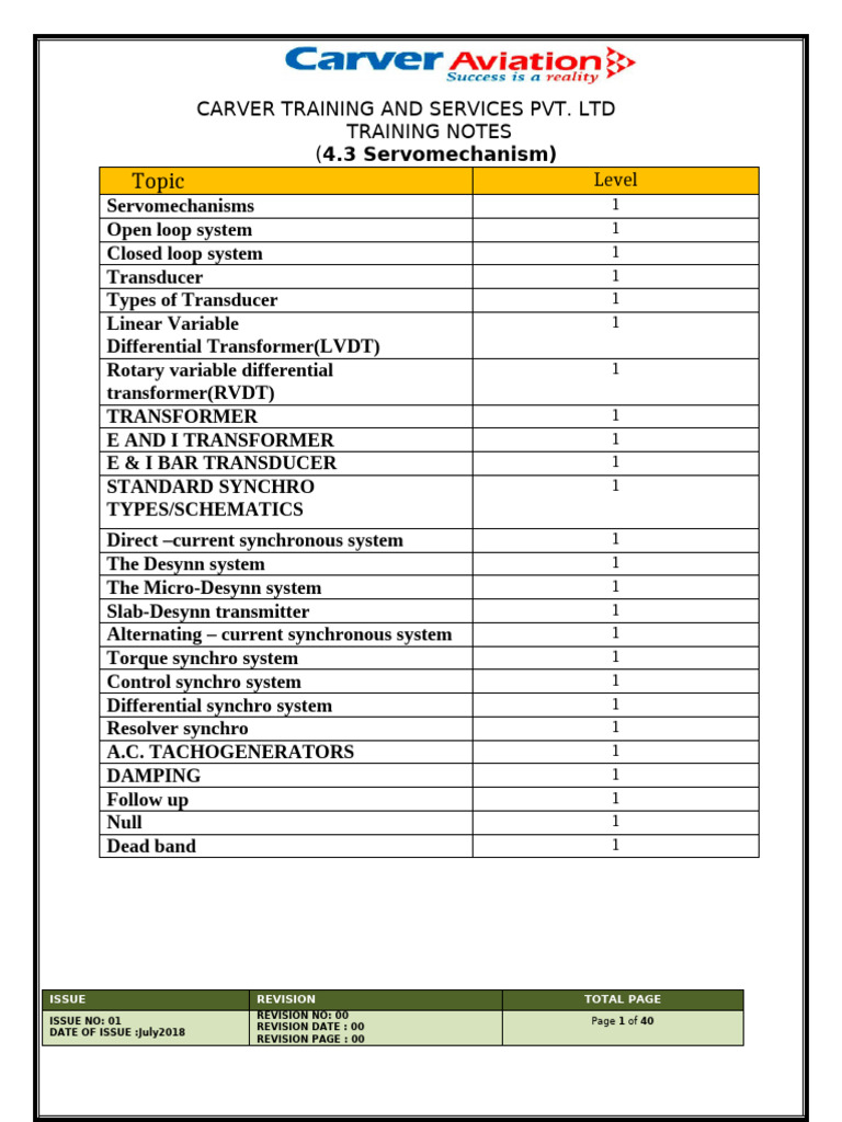 4.3 Servo Training Notes | PDF | Transformer | Servomechanism