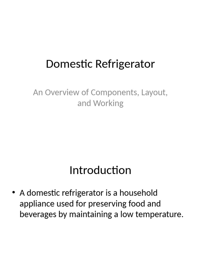 Domestic Refrigerator Pdf