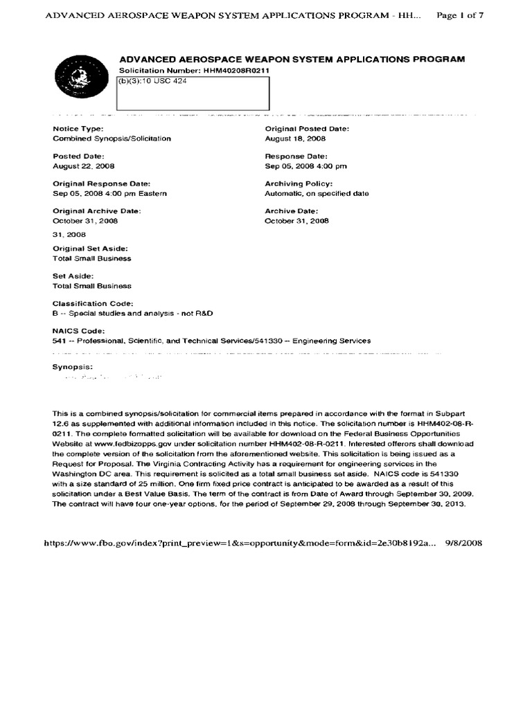 Advanced Aerospace Weapon Systems RFP | PDF | Security Clearance ...
