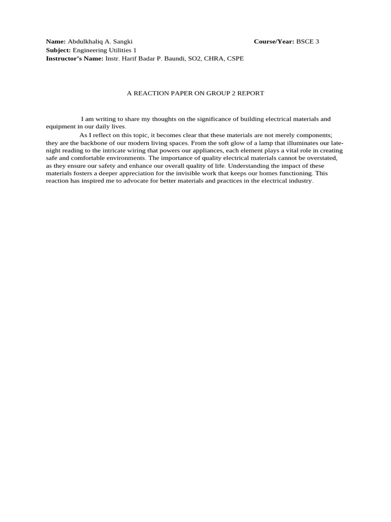 Reaction Paper Eu1 No.2 (Sangki) | PDF
