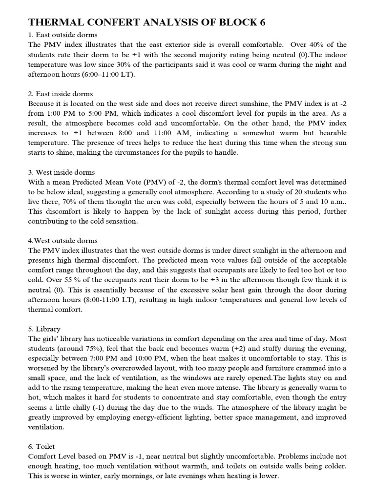 Thermal Comfort Analysis in Dorms | PDF | Temperature | Building ...