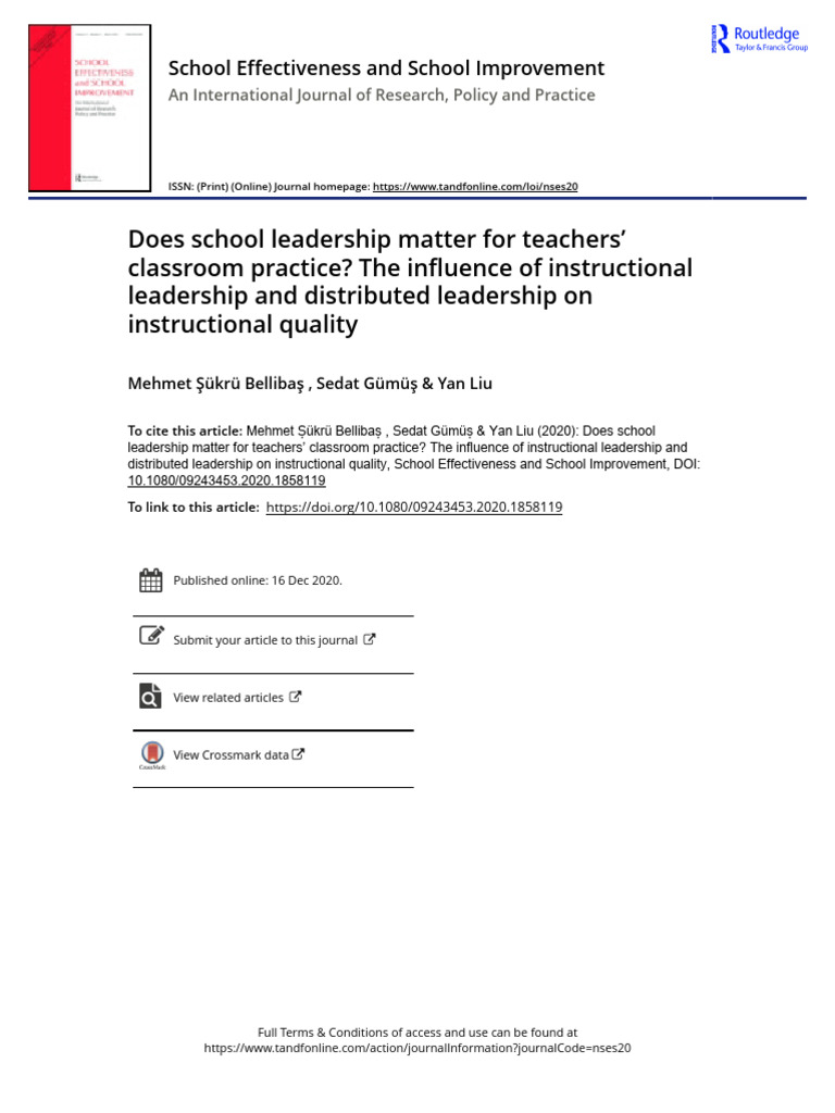 Does School Leadership Matter For Teachers' | PDF | Sampling ...