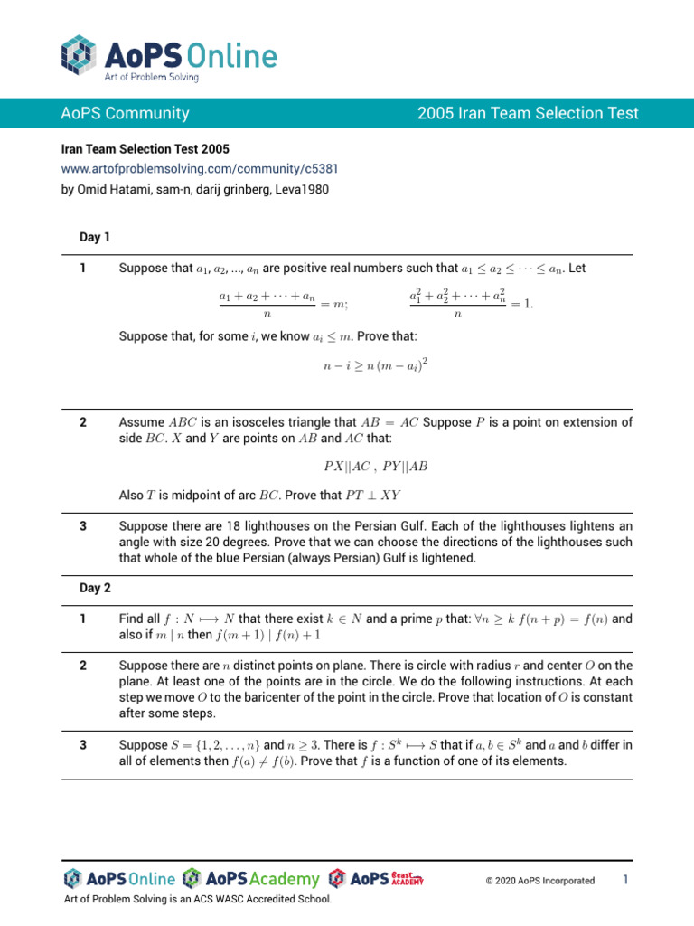 2005 Estonia Team Selection Test Solutions | PDF