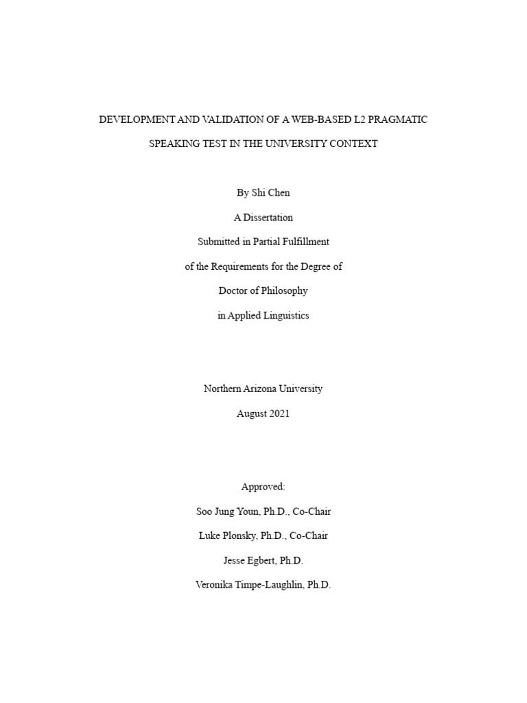 Development and Validation of A Web-Based L2 Pragmatic Speaking Test in ...