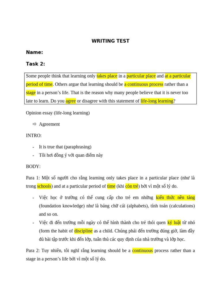 WRITING TEST - Essay 31 | PDF