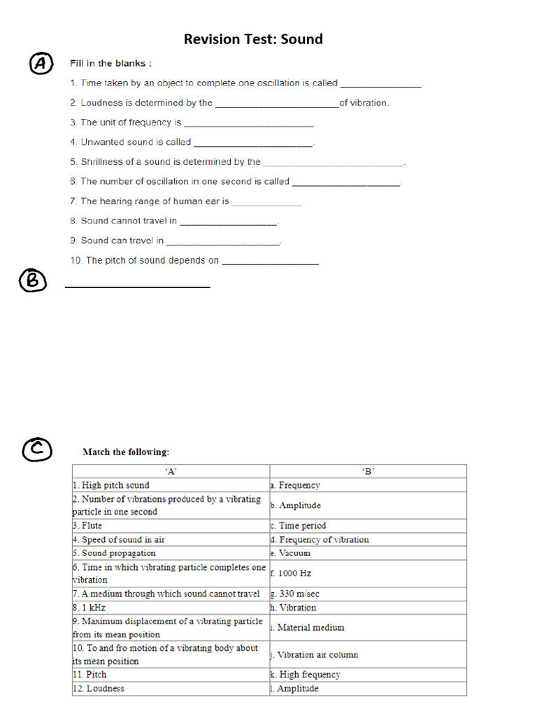 Revision Test Sound | PDF