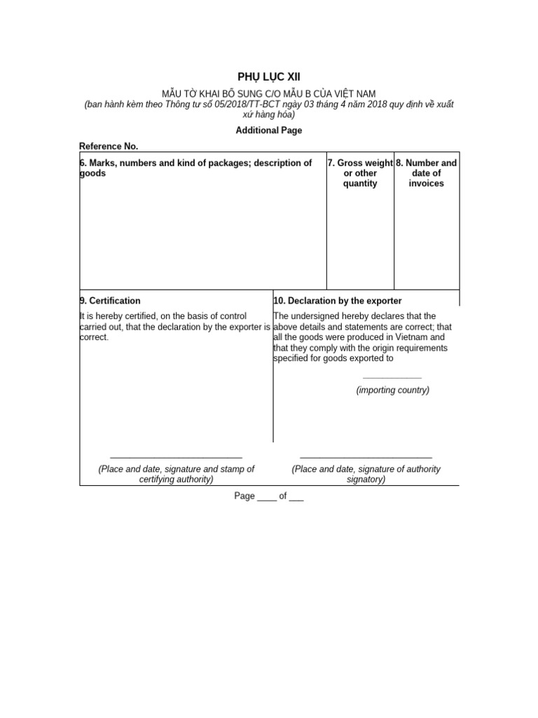 To Khai Bo Sung Co Form B | PDF