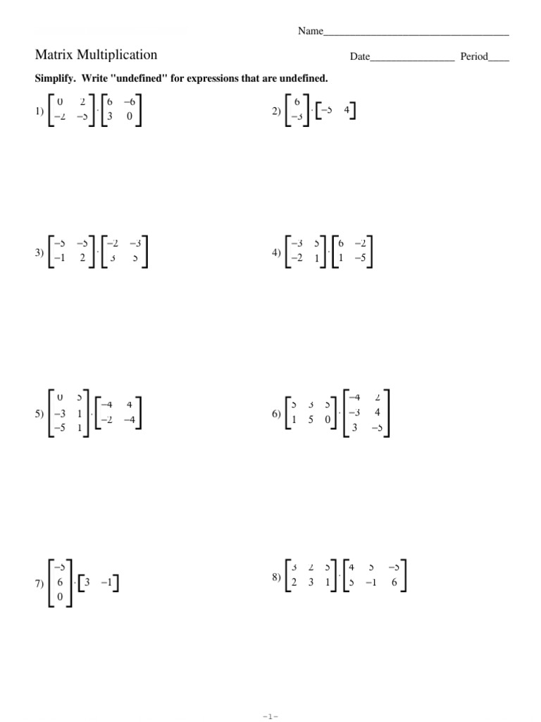 Matrix Multiplication Assignment 1 | PDF | Linear Algebra | Matrix Theory