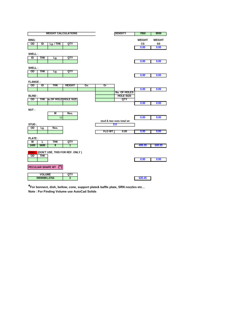 GUG Weight Calculation - New | PDF | Chemical Elements | Secondary ...