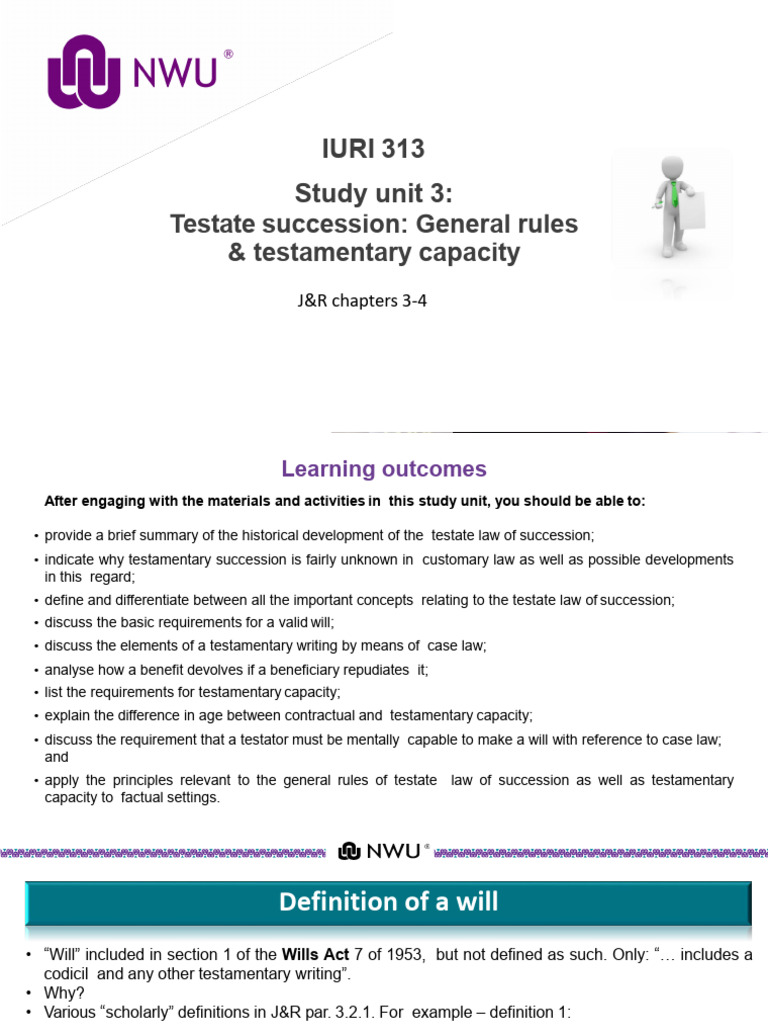 IURI+313 Study+unit+3 Leereenheid+3 Efundi | PDF | Will And Testament ...