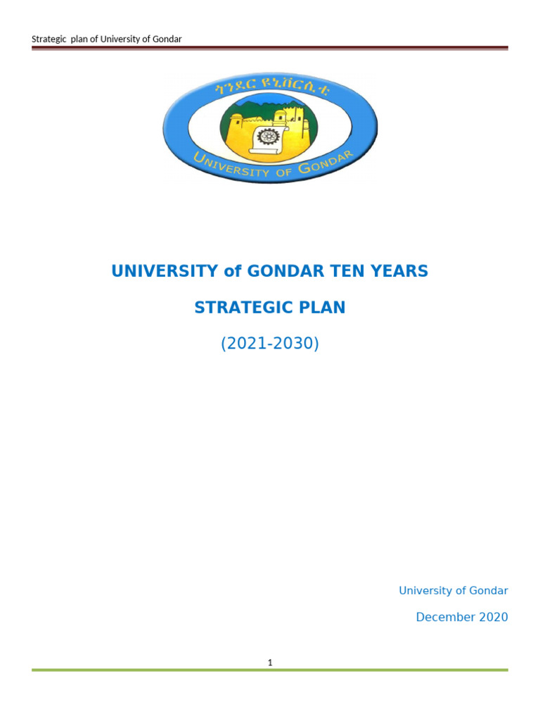 University of Gondar Strategic Plan 2021-2030 | PDF | Information And ...