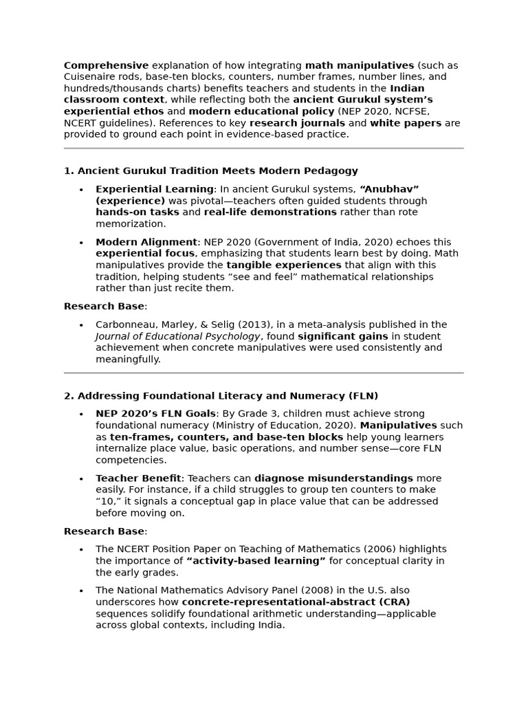 Enhancing Math Learning with Manipulatives | PDF | National Council Of ...