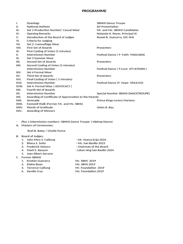 SBNHS Annual Dance Troupe Program | PDF
