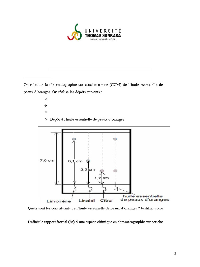 Rapport Frontal en Chromatographie CCM PDF Chromatographie — free download