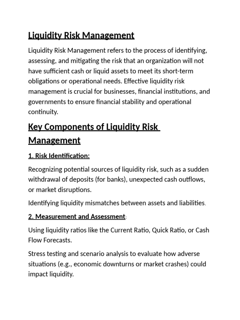 Liquidity Risk Management | PDF | Market Liquidity | Liquidity Risk