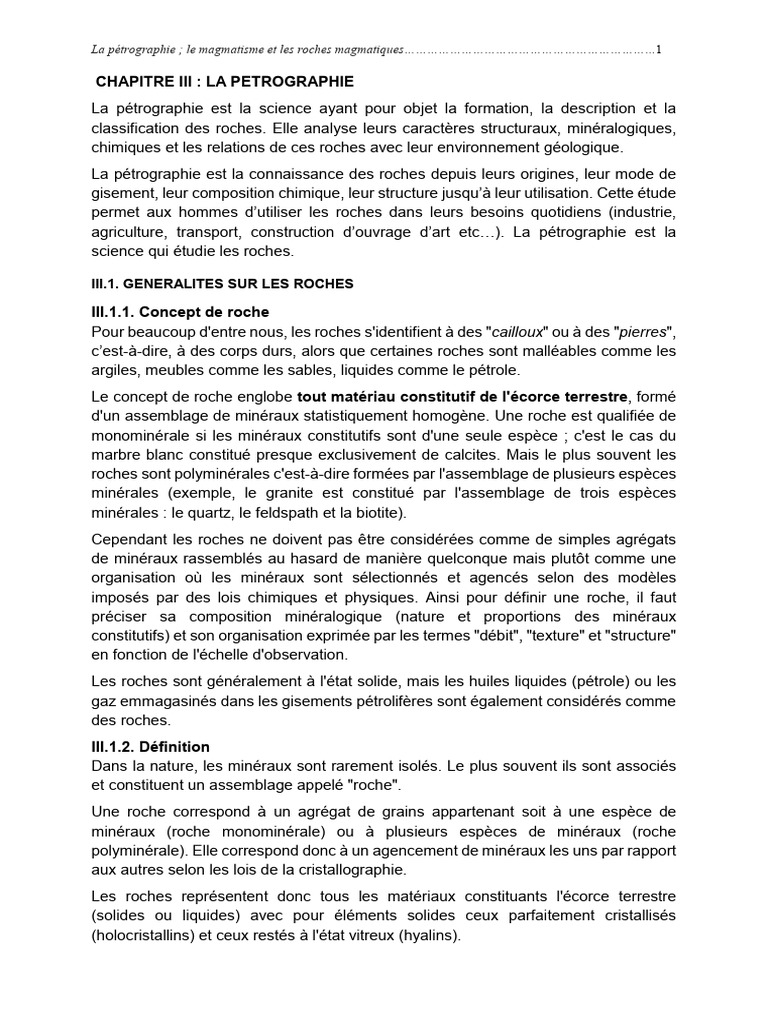 Introduction à la pétrographie et aux roches | PDF | Magma | Roche ...