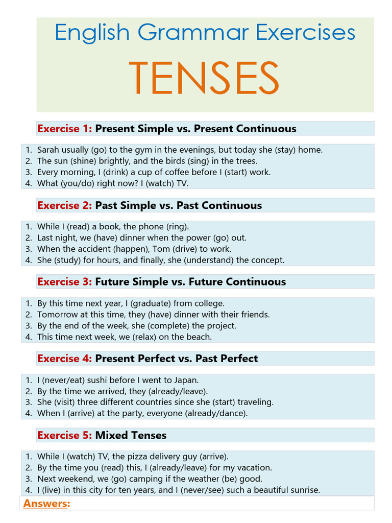 Mixed Tense Practice English Grammar Exercises Tenses 768x1024