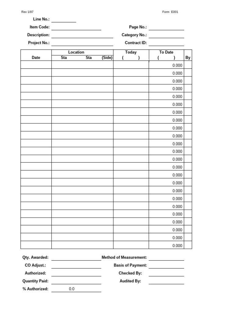Project Payment and Measurement Form | PDF