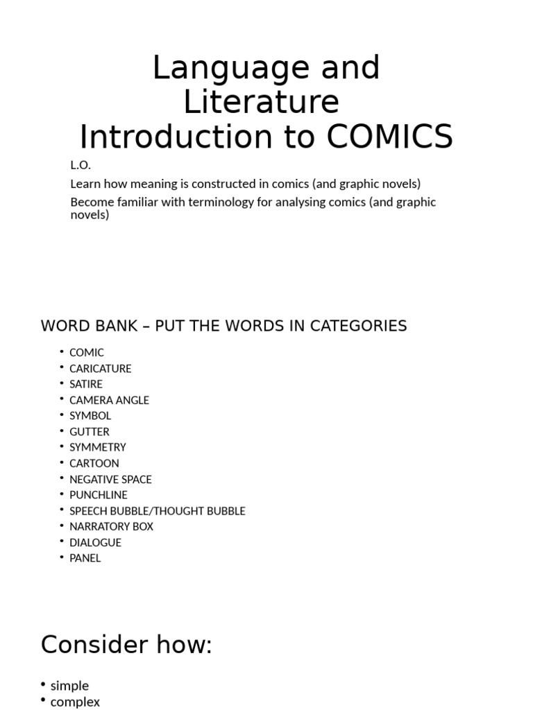 Analyzing Comics: Terminology & Themes | PDF