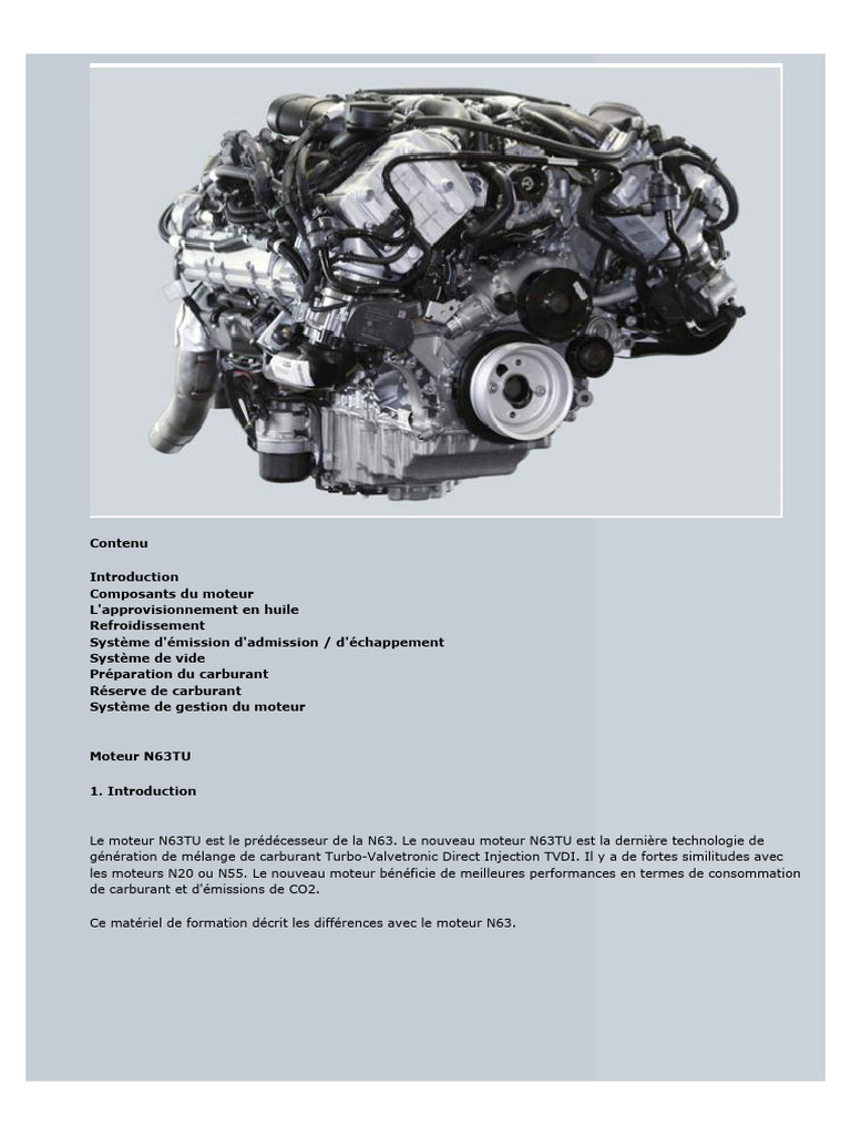 Moteur N63TU : Composants et Innovations | PDF | Turbocompresseur | Machine