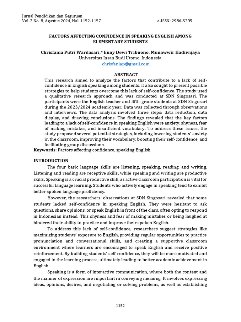 Factors Impacting English Speaking Confidence | PDF | Shyness | Learning