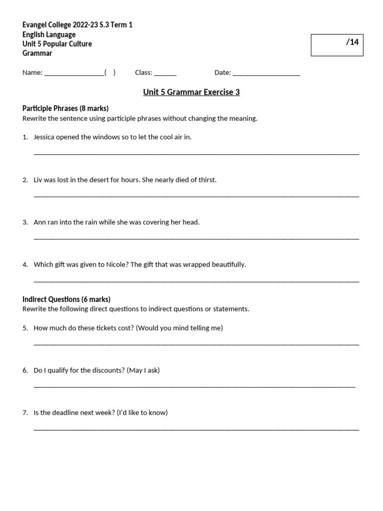Unit 5 Grammar Exercise 3 Pdf Question Cognitive Science