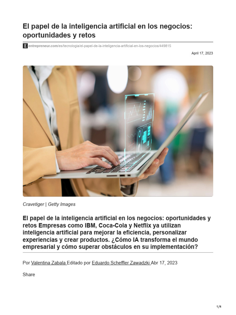 IA en Negocios: Oportunidades y Retos | PDF | Inteligencia artificial ...