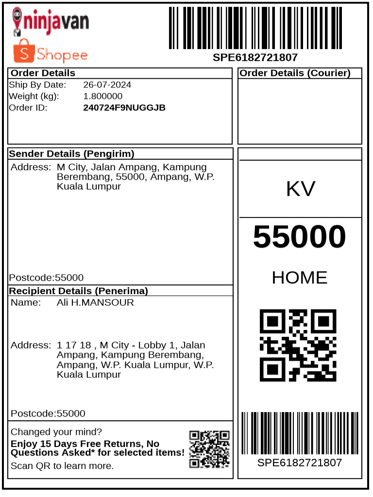 Kuala Lumpur Parcel Delivery Note | PDF