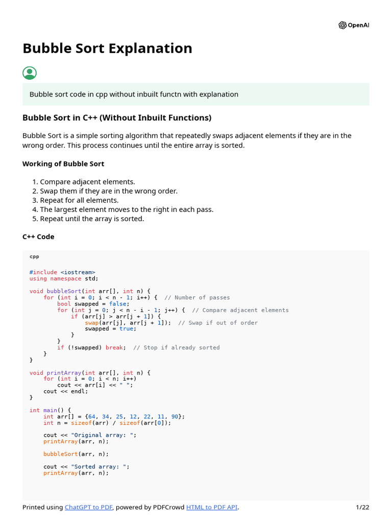 Bubble Sort Explanation | PDF | Computing | Software Engineering