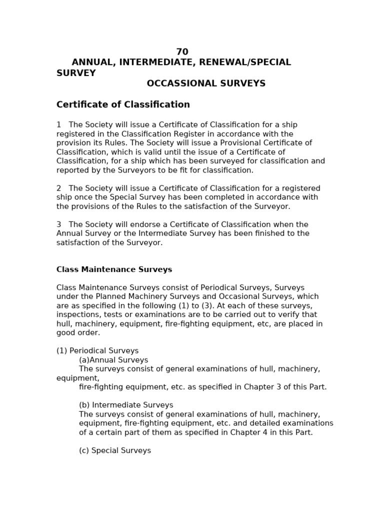 Ship Survey Classification Guidelines | PDF | Shipping | Ships