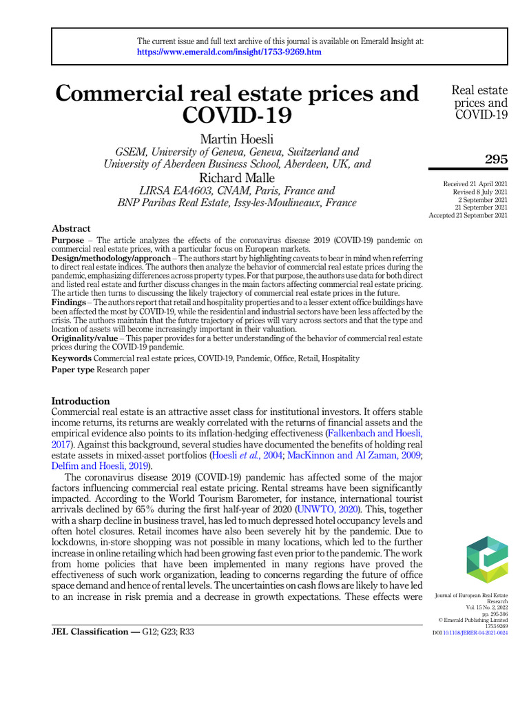 COVID-19 Impact on Commercial Real Estate | PDF | Real Estate Appraisal ...