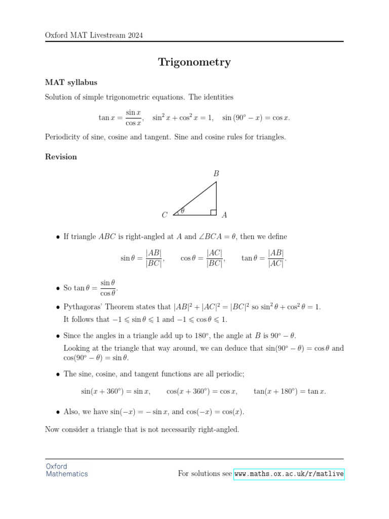 6-Trig 1 | PDF | Trigonometric Functions | Geometry