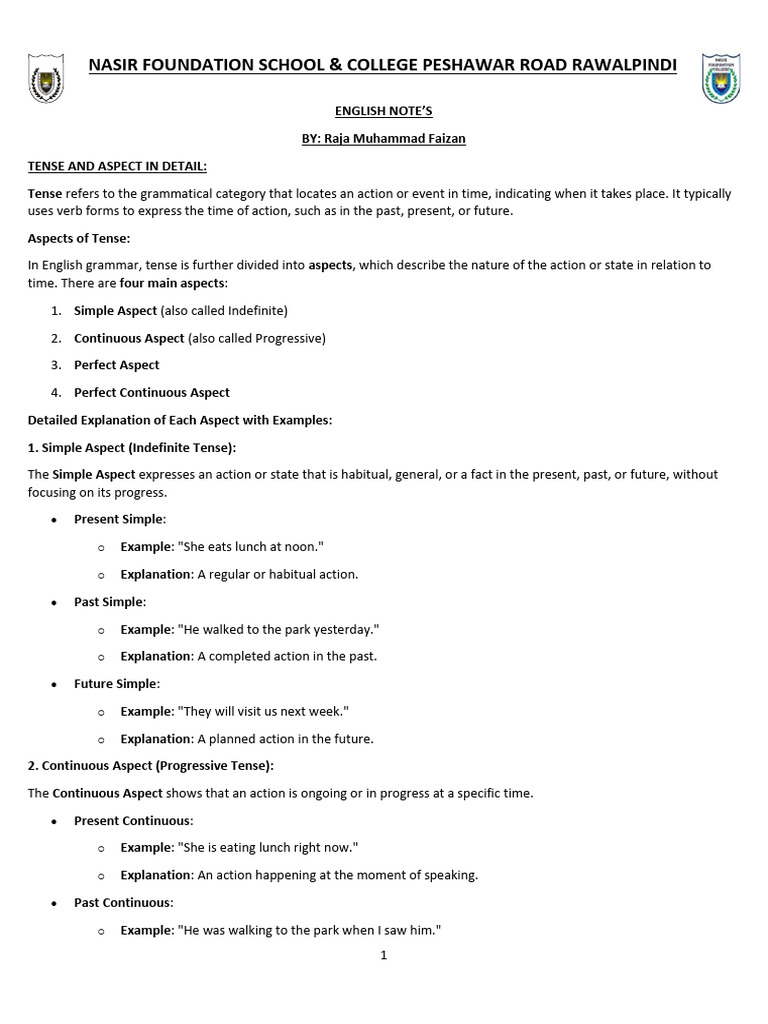 Grammar Notes (Tense and Sentence) | PDF | Sentence (Linguistics ...