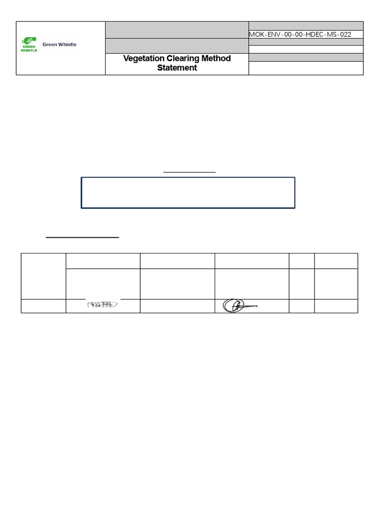 Vegetation Clearing Method Statement | PDF | Ecology | Natural Environment