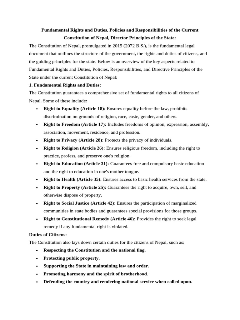 Fundamental Rights and Duties | PDF | Government | Justice