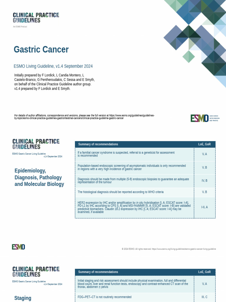 Clinical Practice Guidelines Slideset Gastric Cancer | PDF | Metastasis ...
