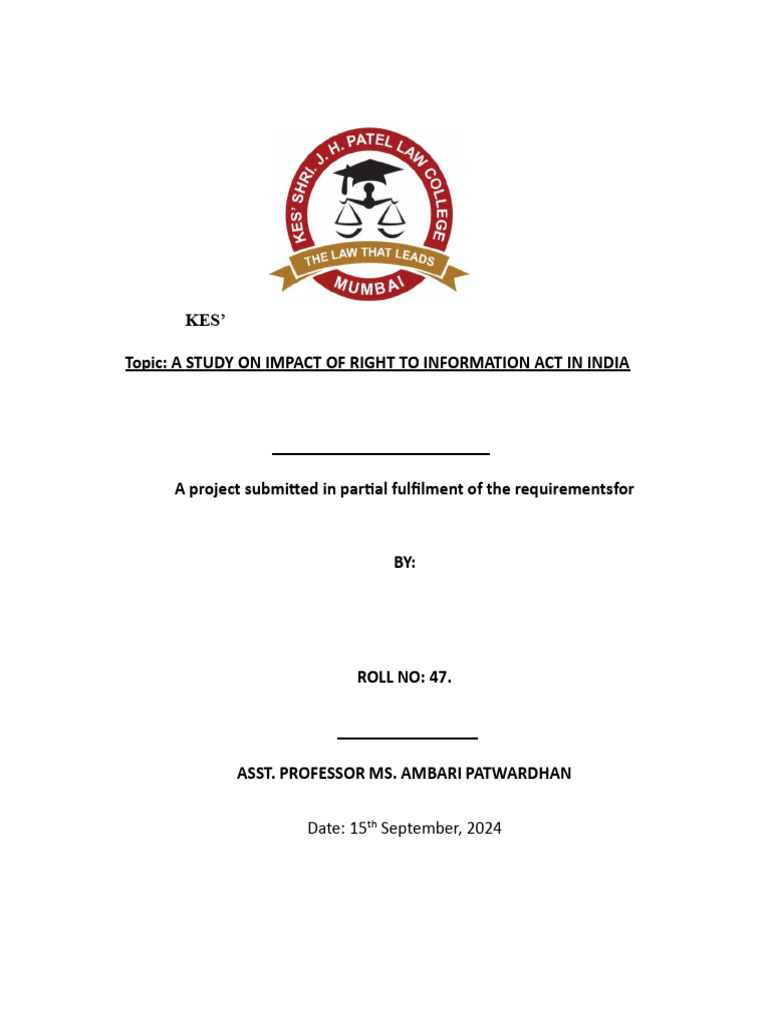 Impact of RTI Act in India: A Study | PDF | Justice | Crime & Violence