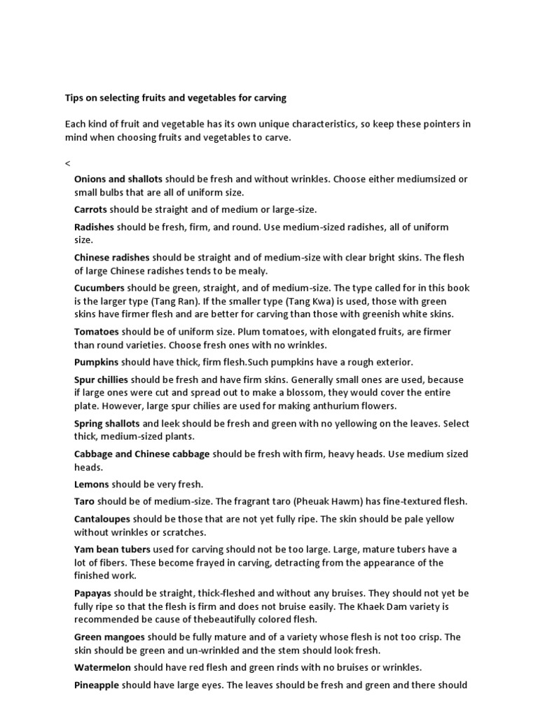 Fruit Carving PDF Vegetables Fruit