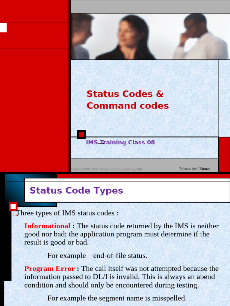 IMS Training: Status & Command Codes | PDF | Databases | Computer ...