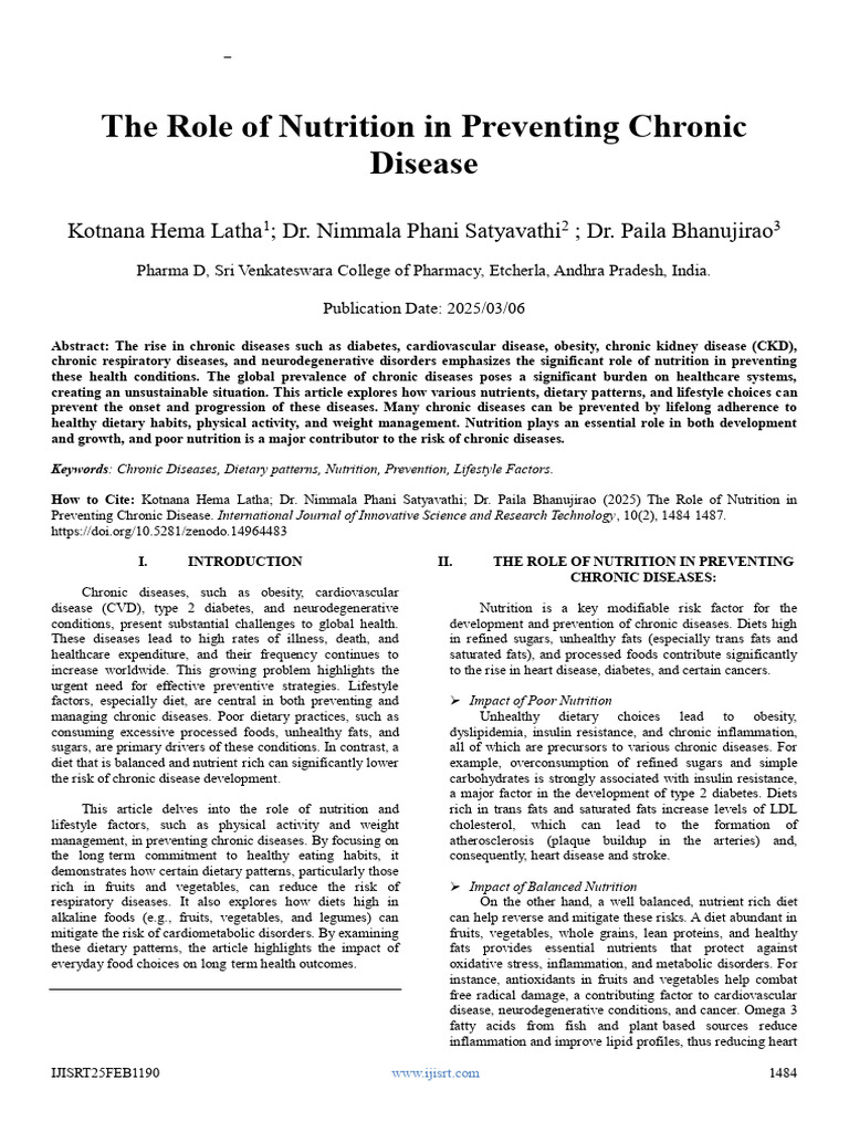 Nutrition's Role in Chronic Disease Prevention | PDF | Fat ...